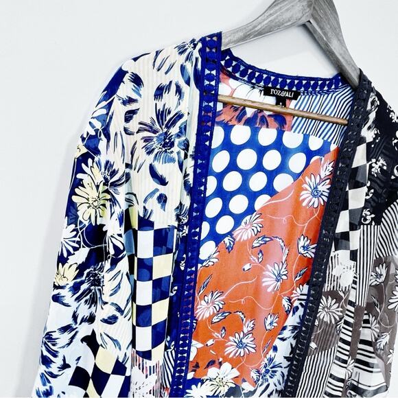 Roz & Ali Colorful Patchwork Kimono Size Small EUC - Picture 4 of 11
